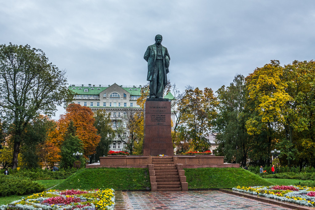 View of a statue at Shevchenko Park