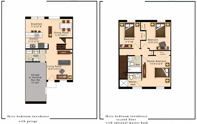 Gateway Airport Townhomes 3 Bedroom 1.5 Bath Townhome - Style A