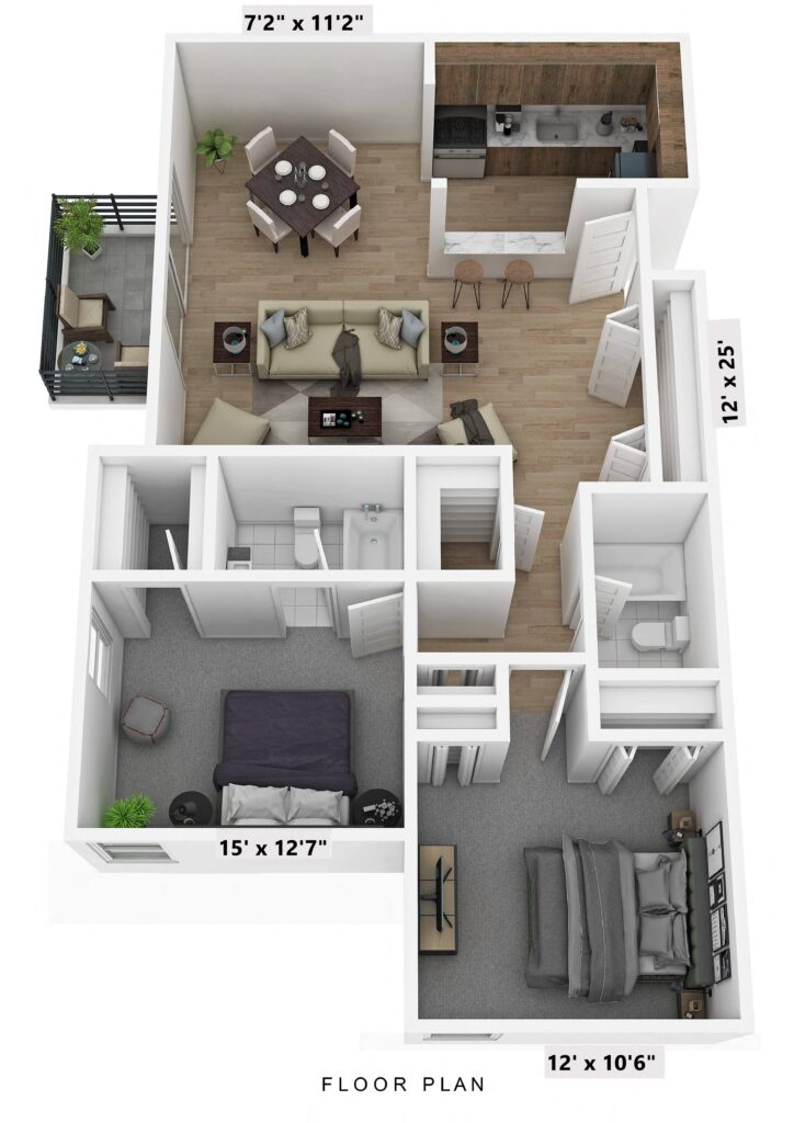 2 Bedroom w/ Balcony