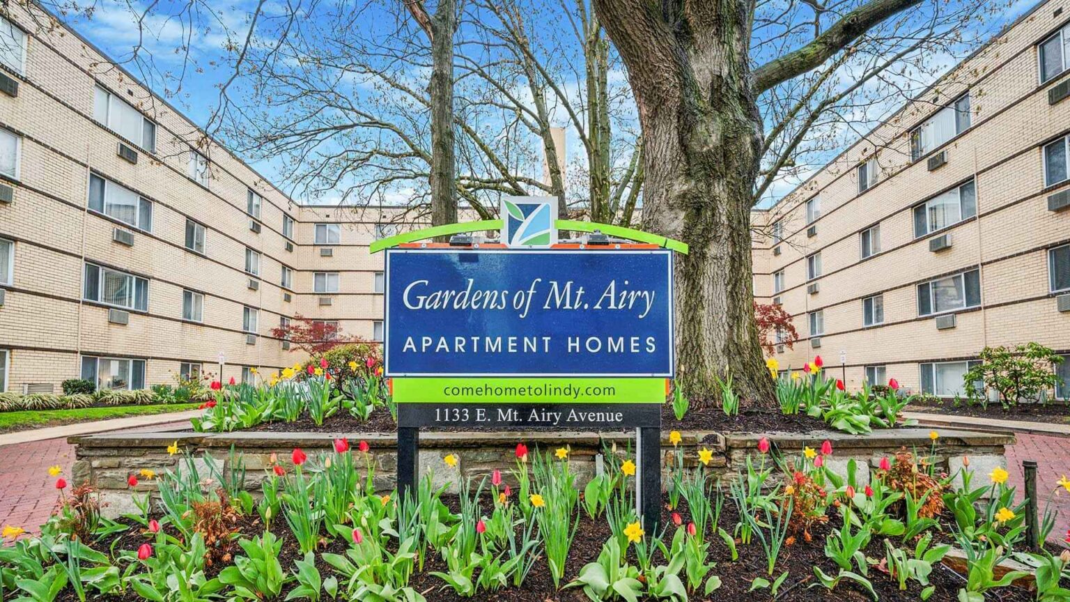 Gardens of Mt. Airy property exterior and sign
