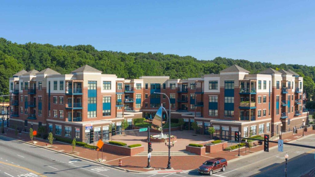 Aerial view of River Walk on Main