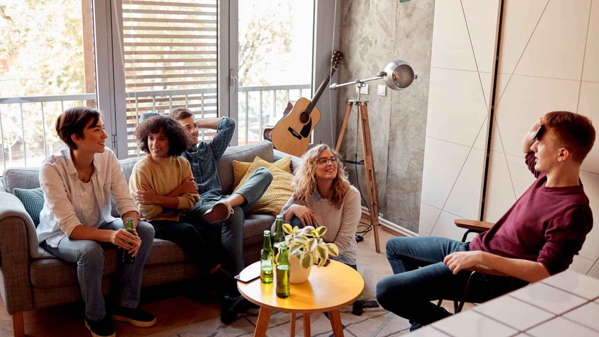 A group of friends relaxing at home