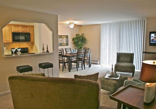 A kitchen, dining area, and living room at 450 Green apartments for rent in Norristown, PA
