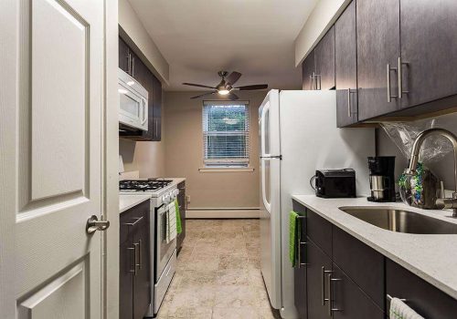 A kitchen at Crossings at Stanbridge apartments for rent in Lansdale, PA