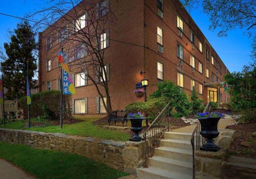 Welcome entrance to Eola Park apartments for rent in Philadelphia, PA