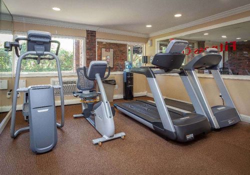 Fitness center with four exercise machines at Haverford Court apartments for rent in Philadelphia
