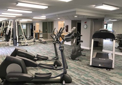 Fitness center with exercise equipment at The Park at Westminster apartments in Warrington, PA